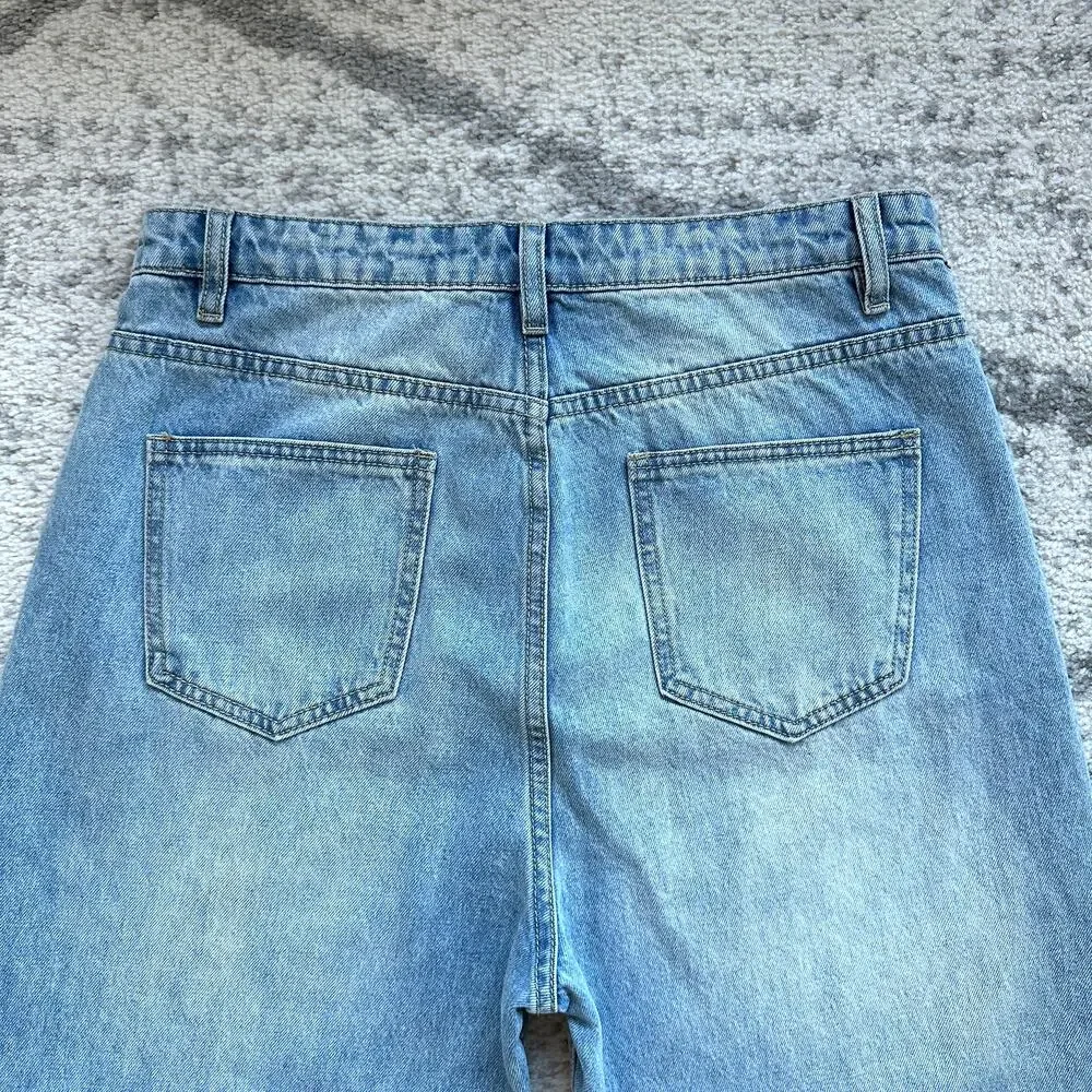 Grey Lab Los Angeles High Waist Medium Wash Wide Leg Jeans Size 30